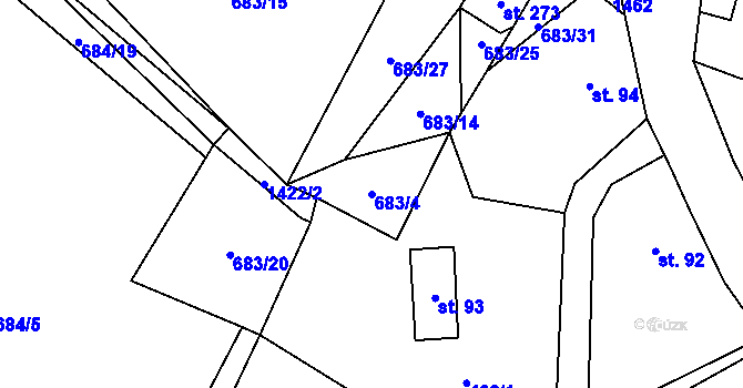 Parcela st. 683/4 v KÚ Višňová u Frýdlantu, Katastrální mapa