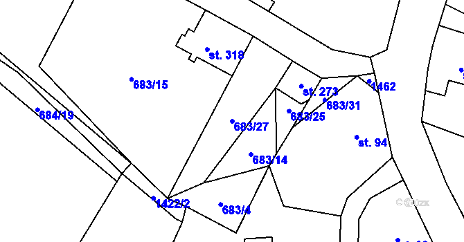 Parcela st. 683/27 v KÚ Višňová u Frýdlantu, Katastrální mapa