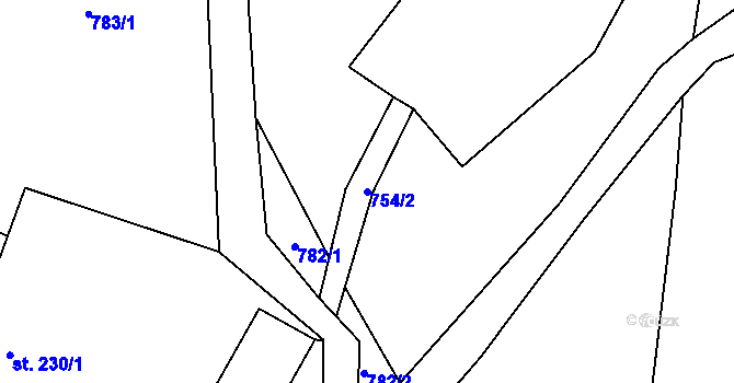Parcela st. 754/2 v KÚ Višňová u Frýdlantu, Katastrální mapa