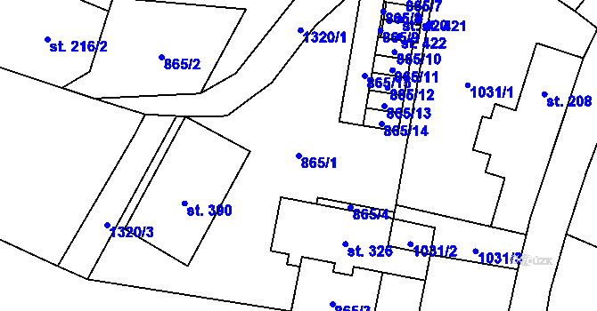 Parcela st. 865/1 v KÚ Višňová u Frýdlantu, Katastrální mapa