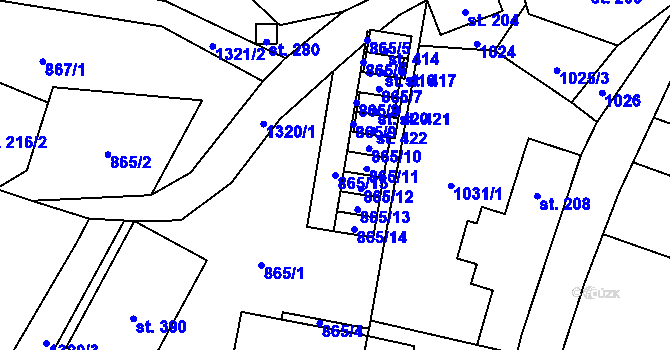 Parcela st. 865/15 v KÚ Višňová u Frýdlantu, Katastrální mapa