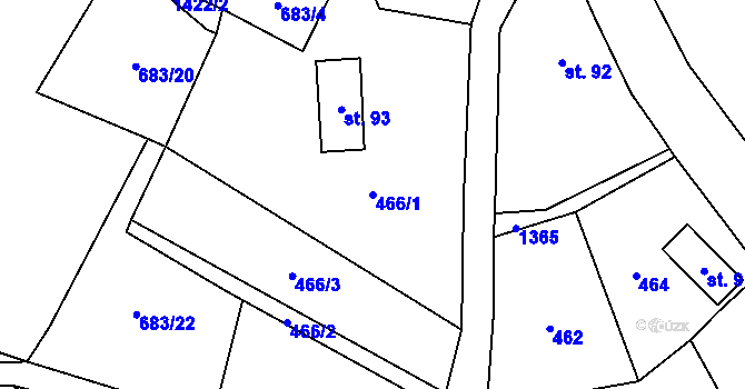 Parcela st. 466/1 v KÚ Višňová u Frýdlantu, Katastrální mapa