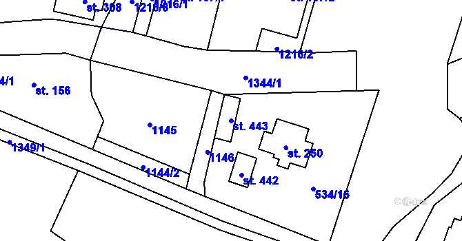 Parcela st. 443 v KÚ Višňová u Frýdlantu, Katastrální mapa
