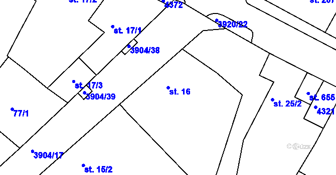 Parcela st. 16 v KÚ Višňové, Katastrální mapa