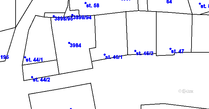 Parcela st. 46/1 v KÚ Višňové, Katastrální mapa