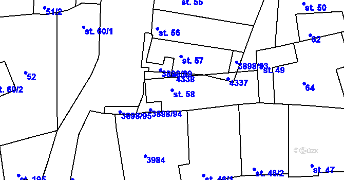 Parcela st. 58 v KÚ Višňové, Katastrální mapa