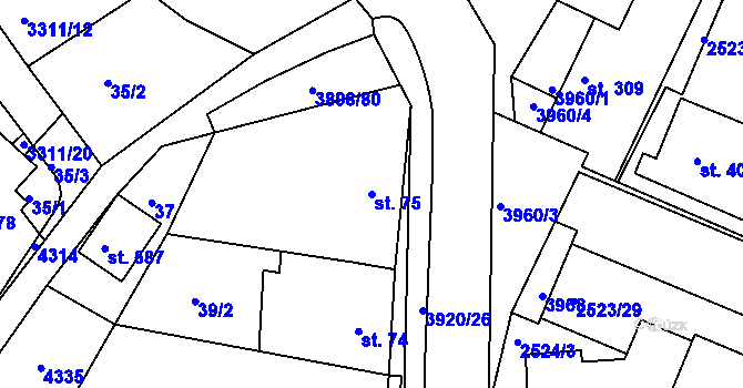 Parcela st. 75 v KÚ Višňové, Katastrální mapa