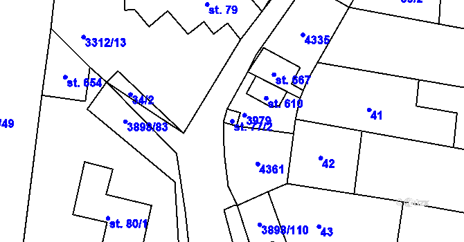 Parcela st. 77/2 v KÚ Višňové, Katastrální mapa