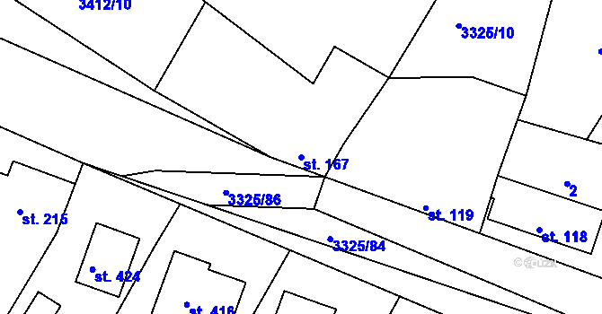 Parcela st. 167 v KÚ Višňové, Katastrální mapa