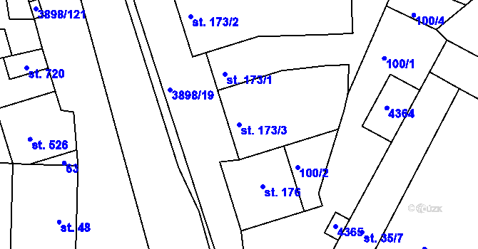 Parcela st. 173/3 v KÚ Višňové, Katastrální mapa