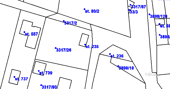 Parcela st. 235 v KÚ Višňové, Katastrální mapa