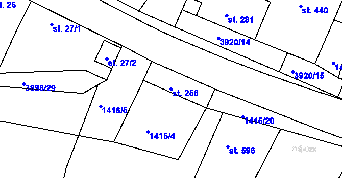 Parcela st. 256 v KÚ Višňové, Katastrální mapa