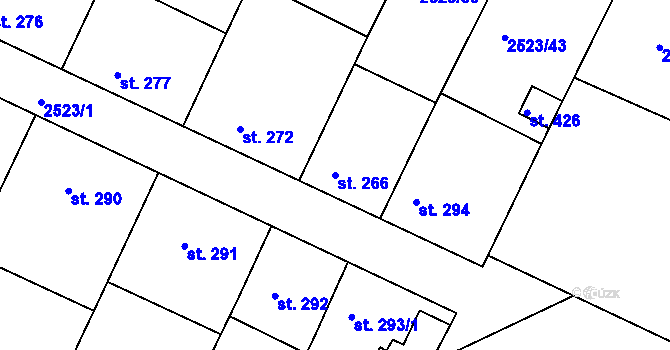 Parcela st. 266 v KÚ Višňové, Katastrální mapa