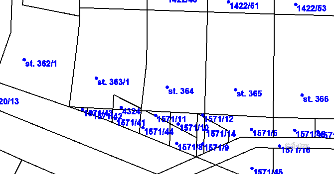Parcela st. 364 v KÚ Višňové, Katastrální mapa
