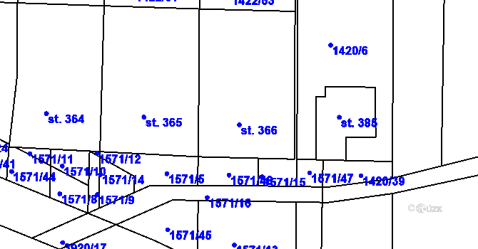 Parcela st. 366 v KÚ Višňové, Katastrální mapa