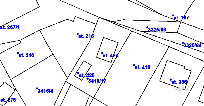 Parcela st. 424 v KÚ Višňové, Katastrální mapa