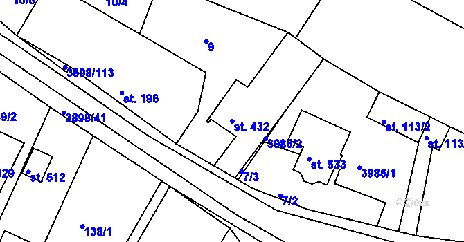 Parcela st. 432 v KÚ Višňové, Katastrální mapa