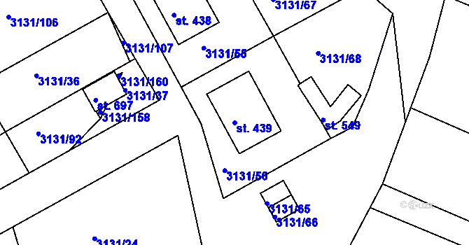 Parcela st. 439 v KÚ Višňové, Katastrální mapa