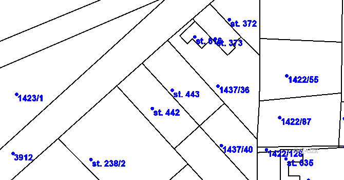 Parcela st. 443 v KÚ Višňové, Katastrální mapa
