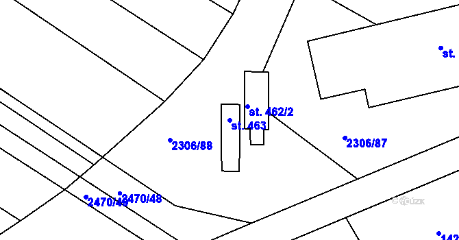 Parcela st. 463 v KÚ Višňové, Katastrální mapa