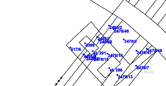 Parcela st. 468 v KÚ Višňové, Katastrální mapa