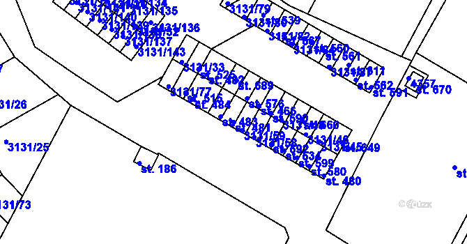 Parcela st. 481 v KÚ Višňové, Katastrální mapa
