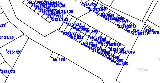 Parcela st. 483 v KÚ Višňové, Katastrální mapa
