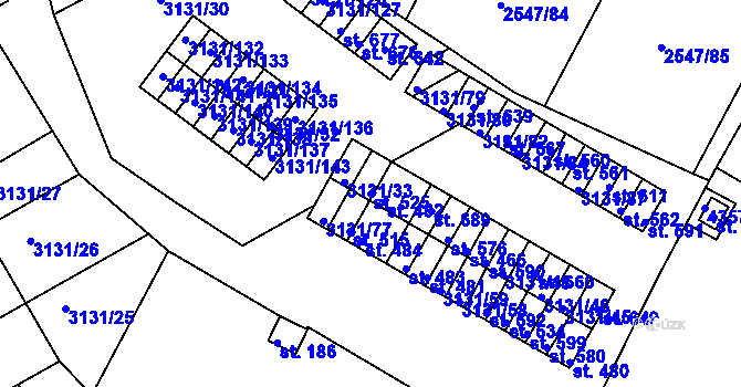 Parcela st. 525 v KÚ Višňové, Katastrální mapa