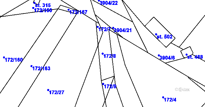 Parcela st. 172/8 v KÚ Višňové, Katastrální mapa