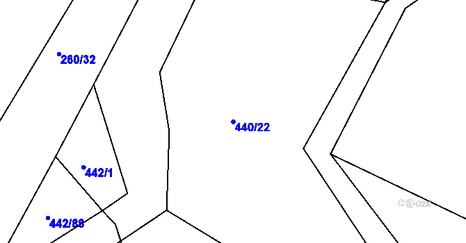 Parcela st. 440/22 v KÚ Višňové, Katastrální mapa