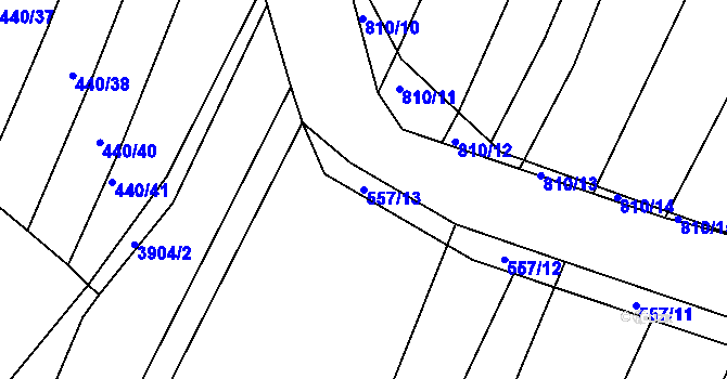 Parcela st. 557/13 v KÚ Višňové, Katastrální mapa