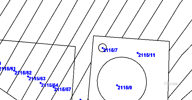 Parcela st. 2115/6 v KÚ Višňové, Katastrální mapa