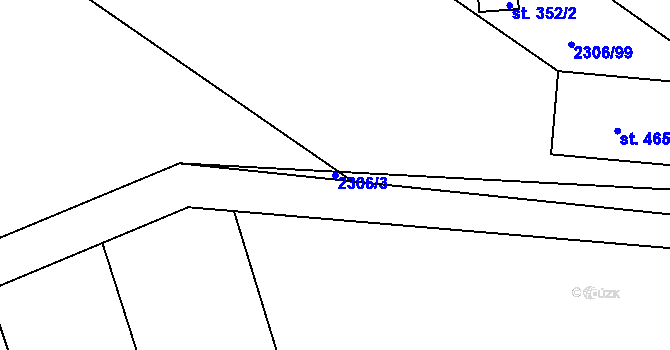 Parcela st. 2306/3 v KÚ Višňové, Katastrální mapa