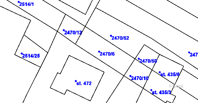 Parcela st. 2470/6 v KÚ Višňové, Katastrální mapa