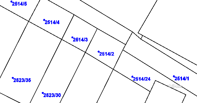 Parcela st. 2514/2 v KÚ Višňové, Katastrální mapa