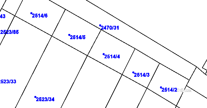 Parcela st. 2514/4 v KÚ Višňové, Katastrální mapa