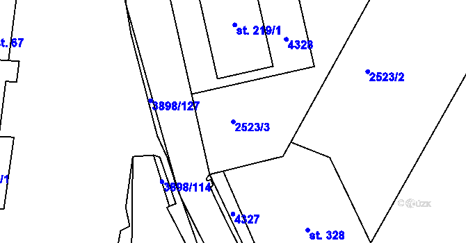 Parcela st. 2523/3 v KÚ Višňové, Katastrální mapa