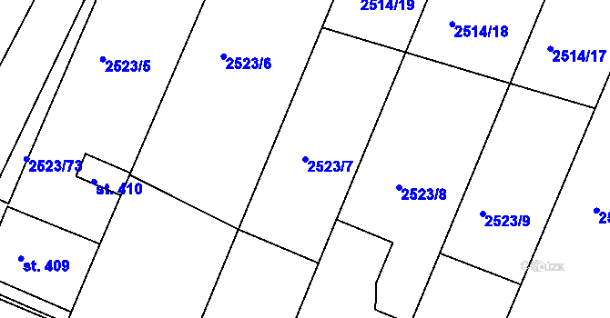 Parcela st. 2523/7 v KÚ Višňové, Katastrální mapa