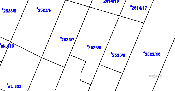Parcela st. 2523/8 v KÚ Višňové, Katastrální mapa