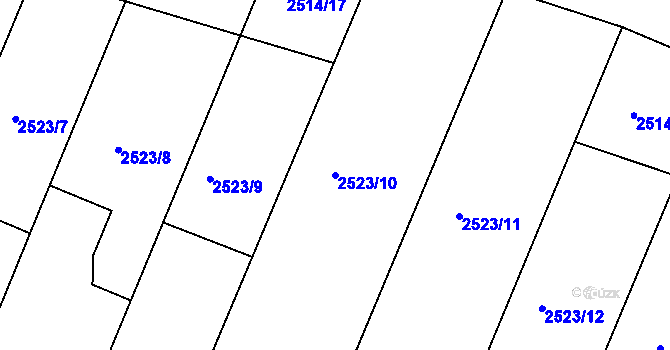 Parcela st. 2523/10 v KÚ Višňové, Katastrální mapa