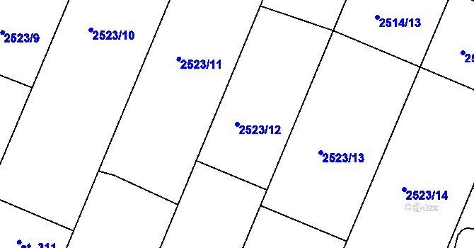 Parcela st. 2523/12 v KÚ Višňové, Katastrální mapa