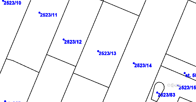 Parcela st. 2523/13 v KÚ Višňové, Katastrální mapa