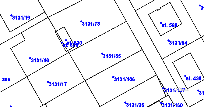 Parcela st. 3131/35 v KÚ Višňové, Katastrální mapa