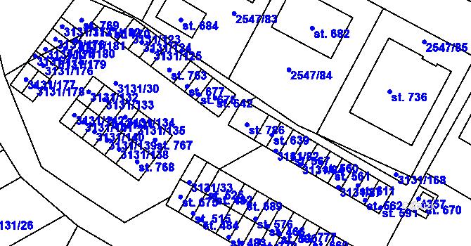 Parcela st. 3131/79 v KÚ Višňové, Katastrální mapa