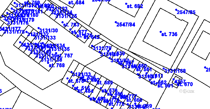 Parcela st. 3131/81 v KÚ Višňové, Katastrální mapa