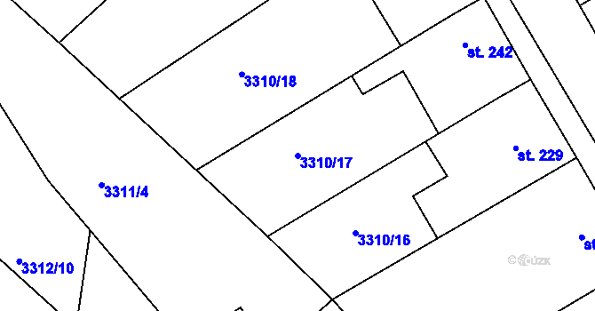 Parcela st. 3310/17 v KÚ Višňové, Katastrální mapa