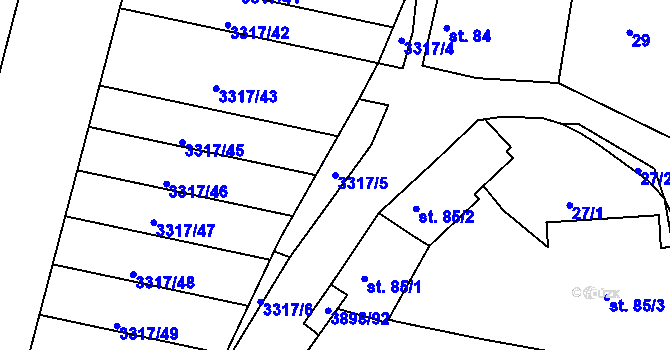 Parcela st. 3317/5 v KÚ Višňové, Katastrální mapa