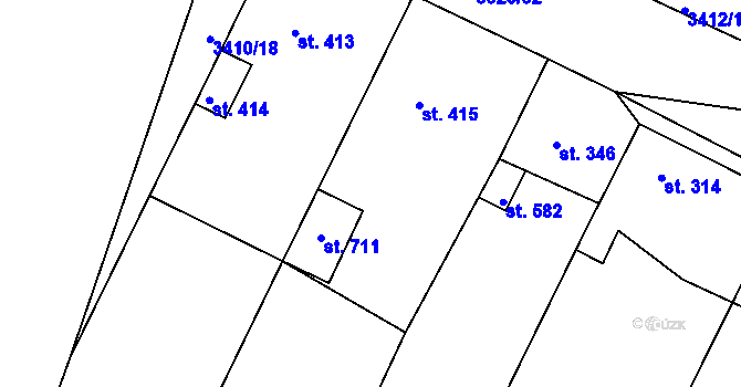 Parcela st. 3410/19 v KÚ Višňové, Katastrální mapa