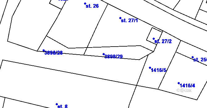 Parcela st. 3898/29 v KÚ Višňové, Katastrální mapa