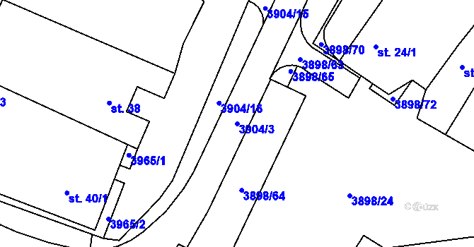 Parcela st. 3904/3 v KÚ Višňové, Katastrální mapa